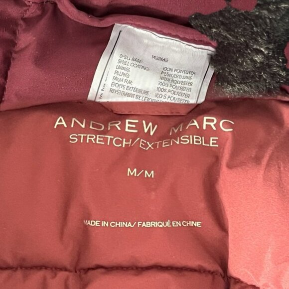 Andrew Marc Red Puffer Jacket with Hood and Quilted Design - Picture 8 of 11